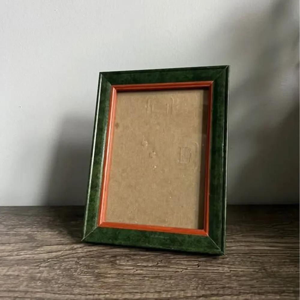 Vintage Hunter Green and Rust Orange 5 x 7 Wood Frame